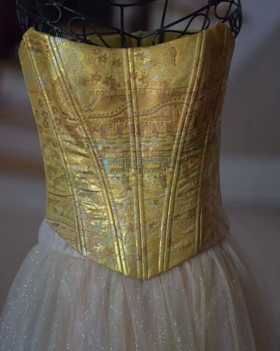 Gold-patterned Bodice — Front view